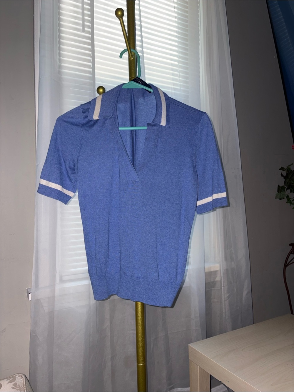 Ralph Lauren Blue Short-Sleeve Knit Polo Top